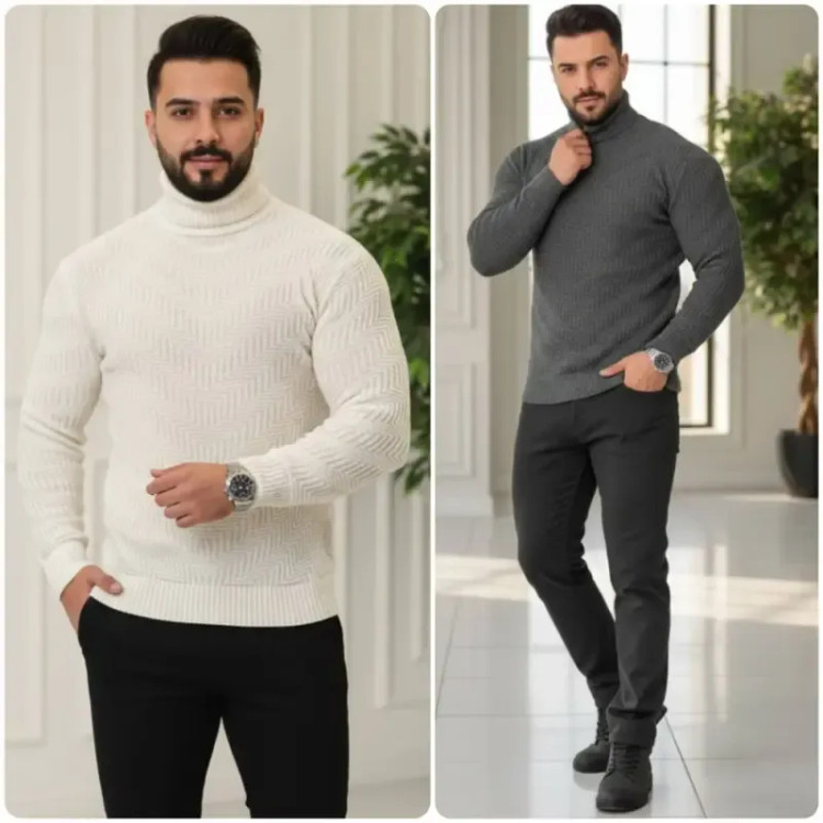 پلیور بافت مردانه مدل زیگزاگ فری سایز رنگ بندی متنوع