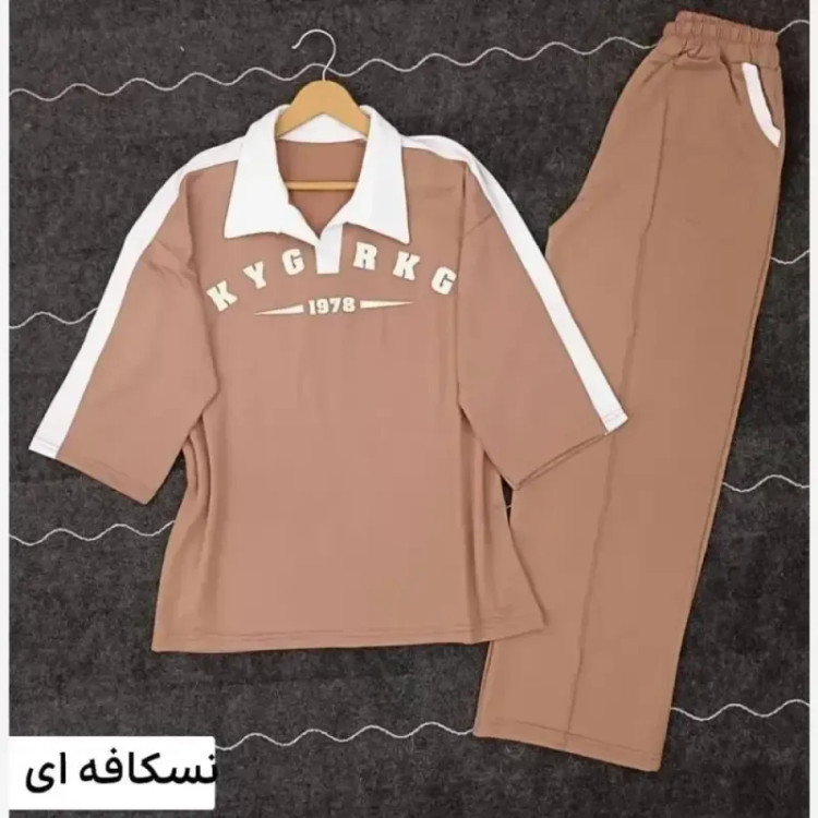 ست شومیز شلوار مارال یقه دار دو جیب آستین سه ربع